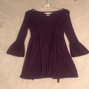 Max Studio plum cardigan with bell sleeves